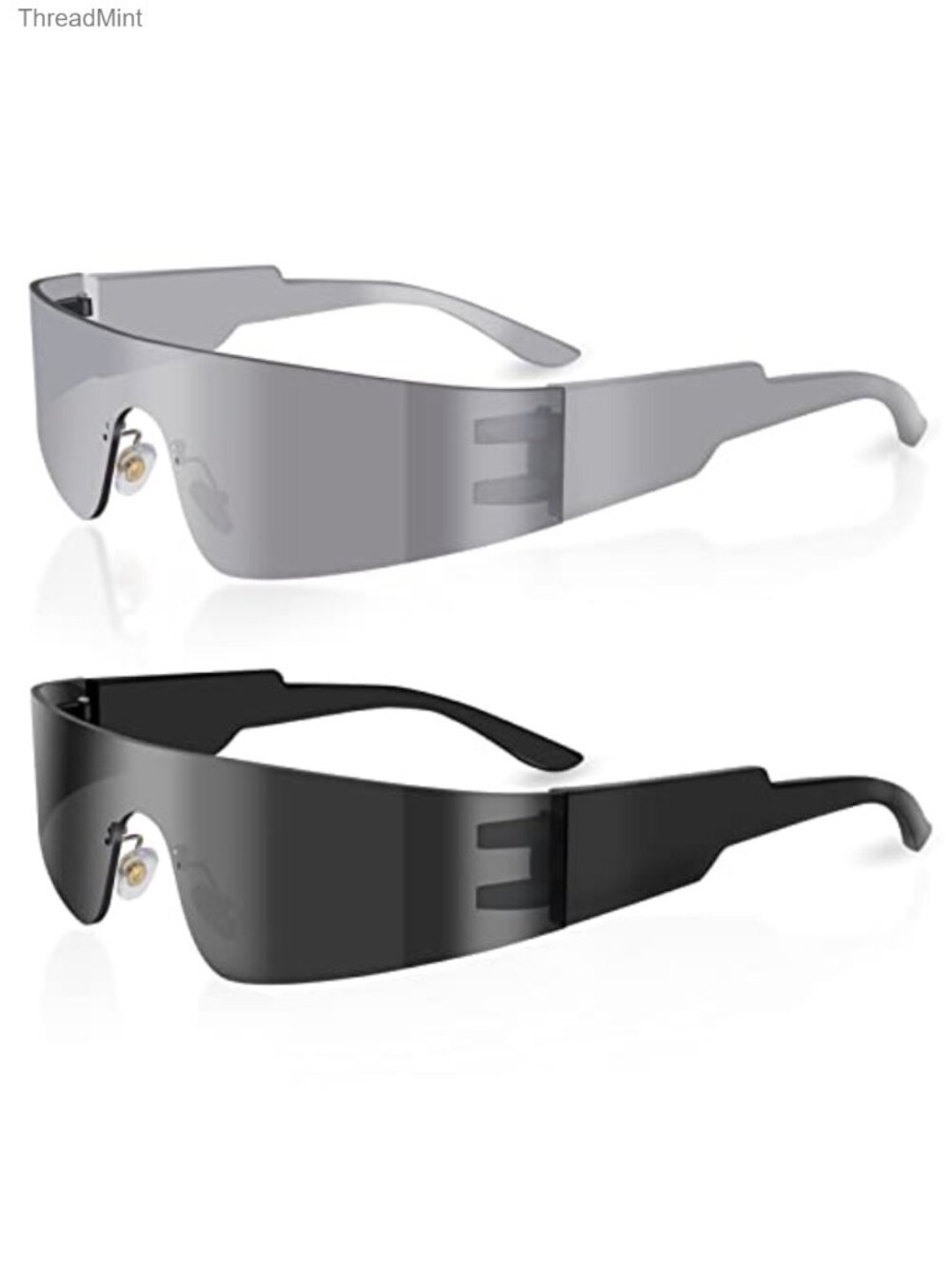 Futuristic Wrap Around Sunglasses Y2K Shield Rimless Cyberpunk Eyewear Unisex